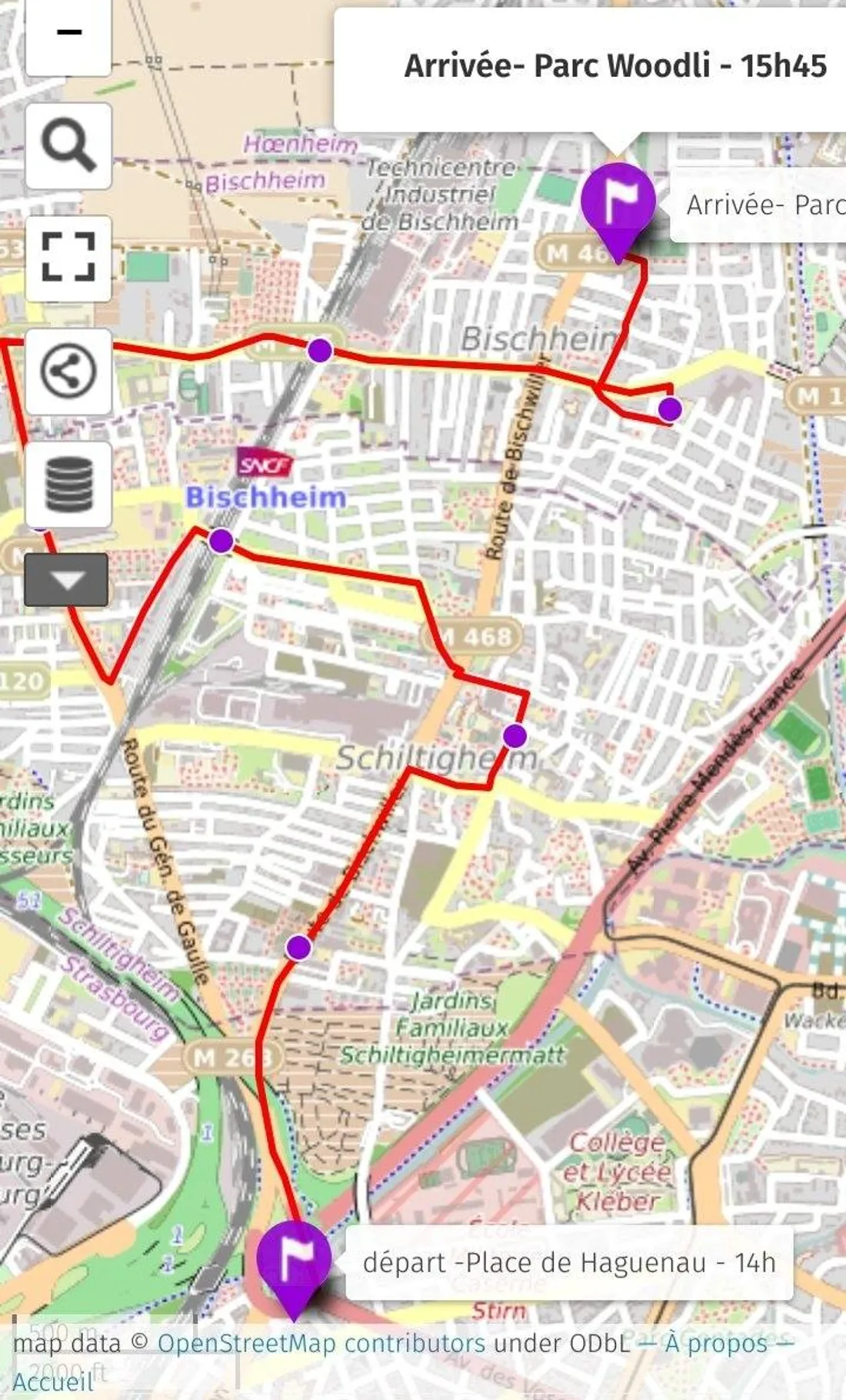 Le trajet de la vélorution du samedi 29 janvier